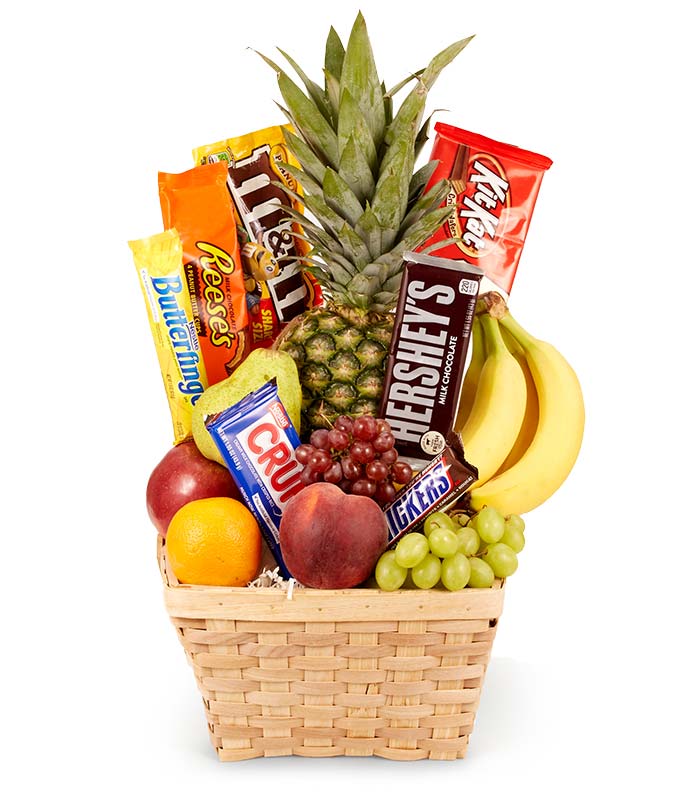 Fresh Fruit and Chocolate Candy Gift Basket