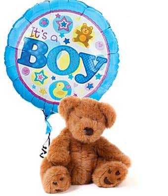 New baby boy balloon with teddy bear
