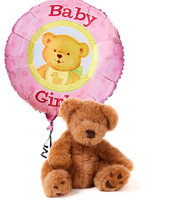 It s A Girl Bear & BalloonSame Day Gift Baskets