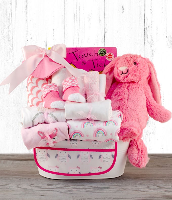 viola la revedere noroi  Bringing Home Baby Deluxe Gift Basket - Pink at From You Flowers