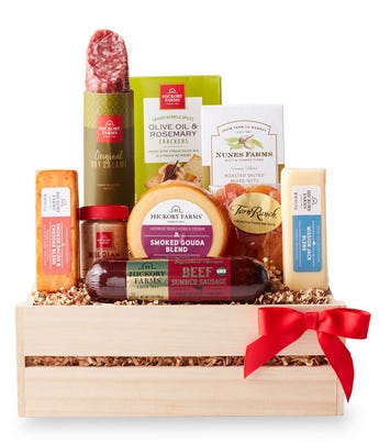 Meat & Cheese Wooden Crate Gift Basket at From You Flowers