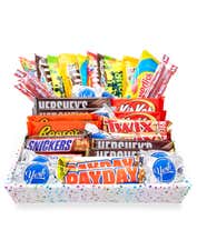 Alternative image 1 for A gift box containing a variety of 30 full-size candy bars, with a personal card message.