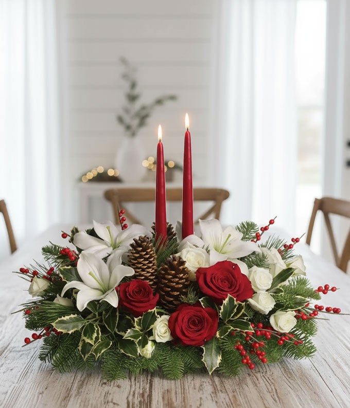 Christmas Wishes Centerpiece at From You Flowers