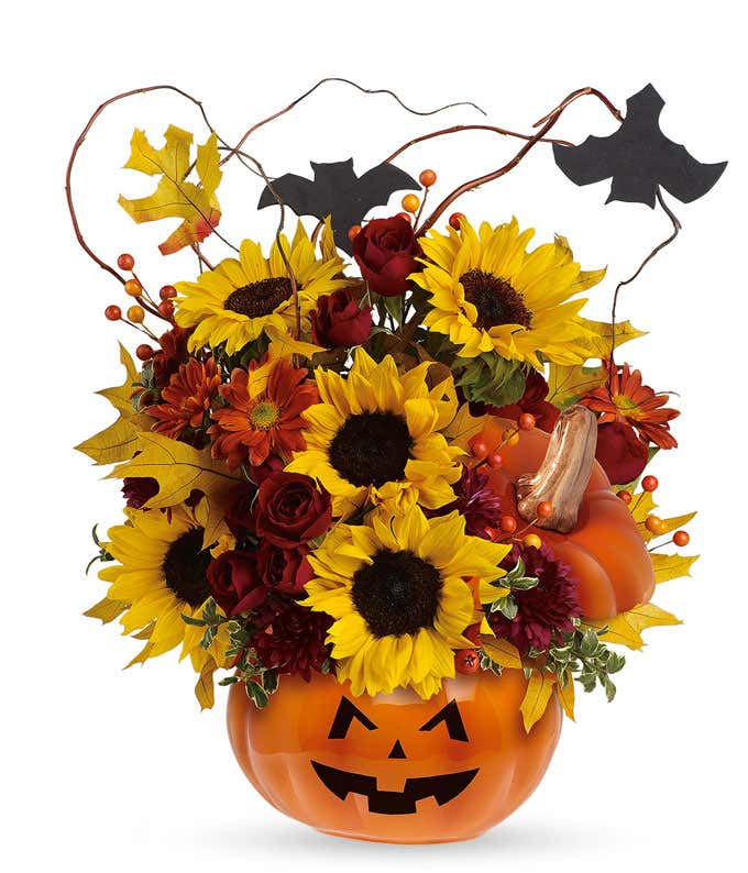 Jack-O-Latern flower pumpkin bouquet