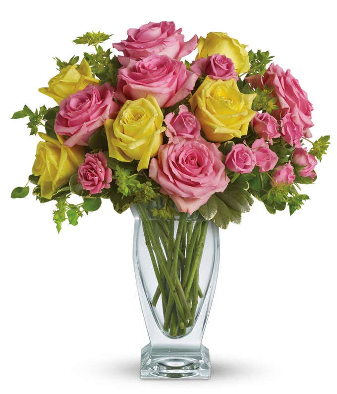 Luxury yellow and pink rose bouquet