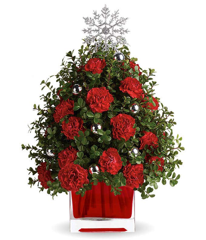 Red carnation mini Christmas tree