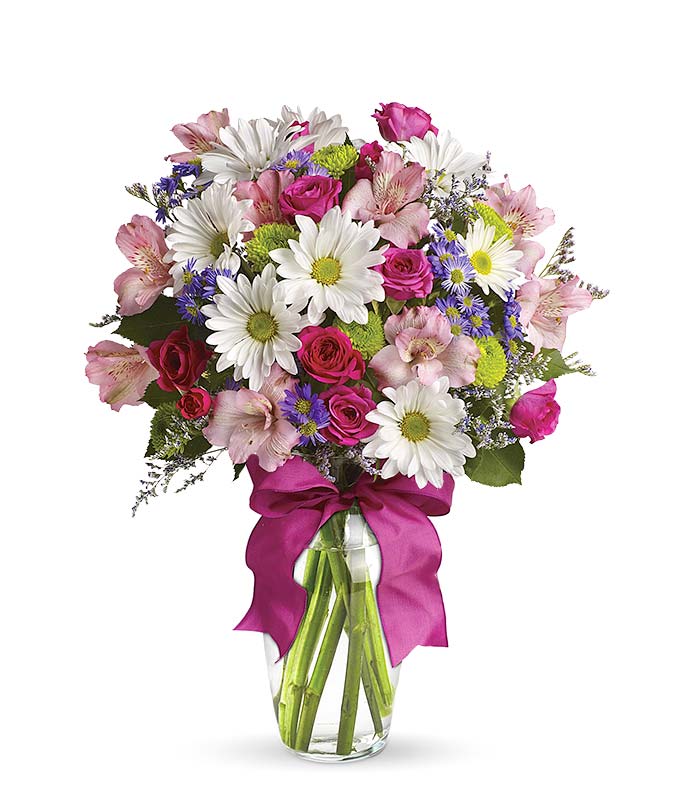 pink and white daisy bouquet