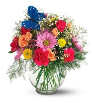Butterfly and Blossoms Vase