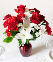 Alternative image 1 for Luxury Valentine's Day Bouquet with red roses and white lilies