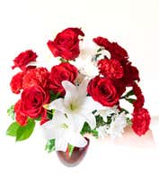 Alternative image 3 for Luxury Valentine's Day Bouquet with red roses and white lilies