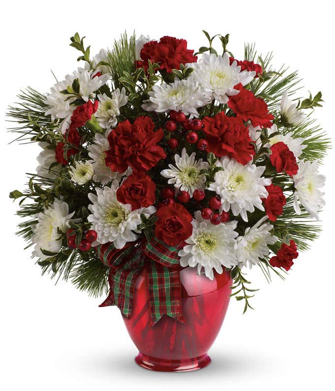 Red carnation white chrysanthemum Christmas flower bouquet