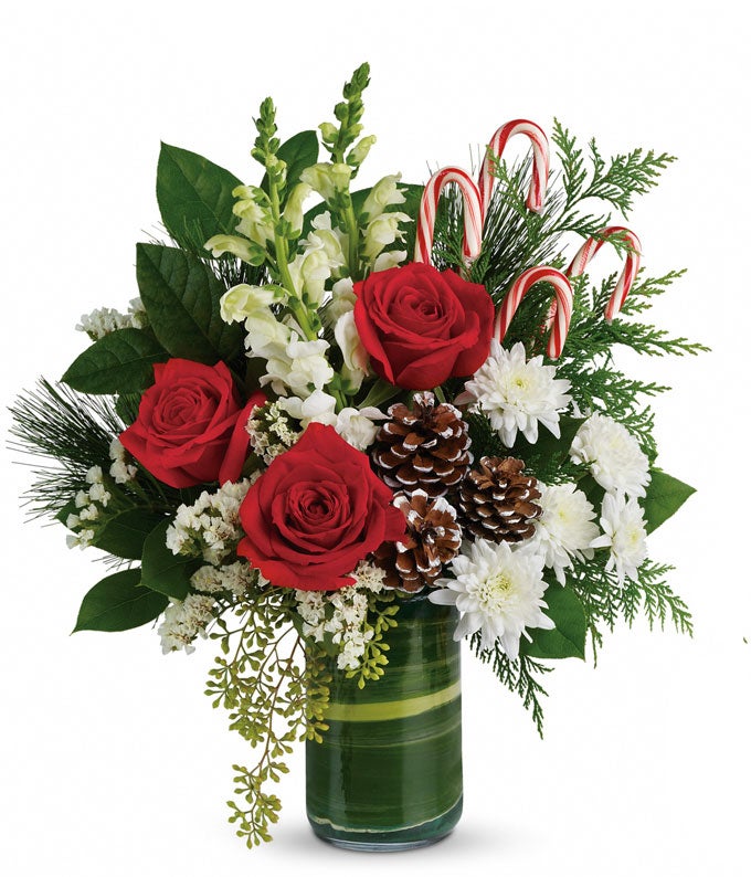 Red, Green & Candy Cane Bouquet