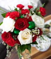 Alternative image 1 for Christmas floral arrangement with red and white flowers