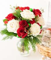 Alternative image 4 for Christmas floral arrangement with red and white flowers