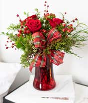Alternative image 4 for Red rose and hypericum Holiday bouquet
