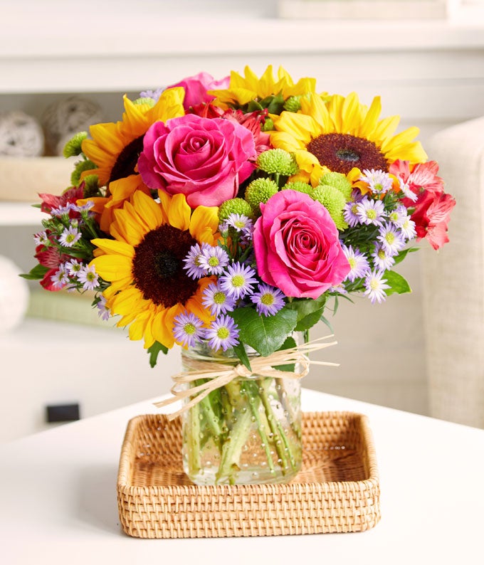 Fields of Gold Mason Jar at From You Flowers