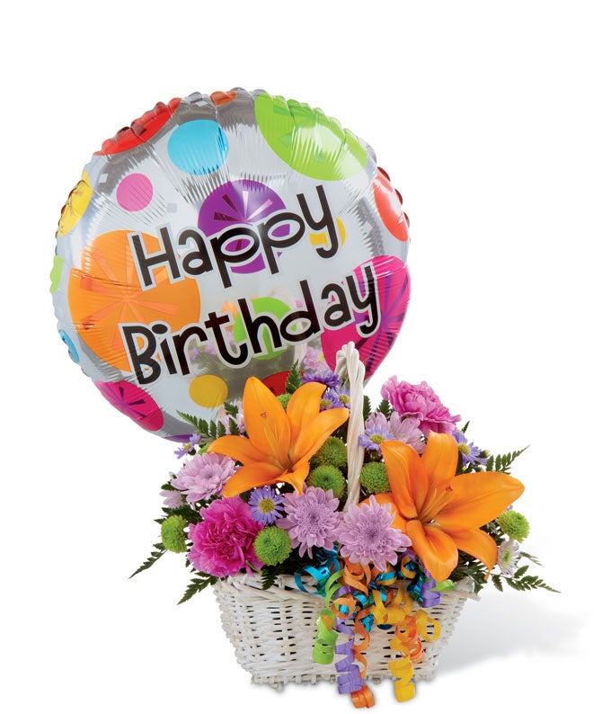 Basket Full of Birthday Blooms at From You Flowers