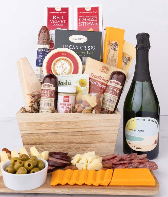 Premium Charcuterie & Sparkling Wine Gift Basket at From You Flowers