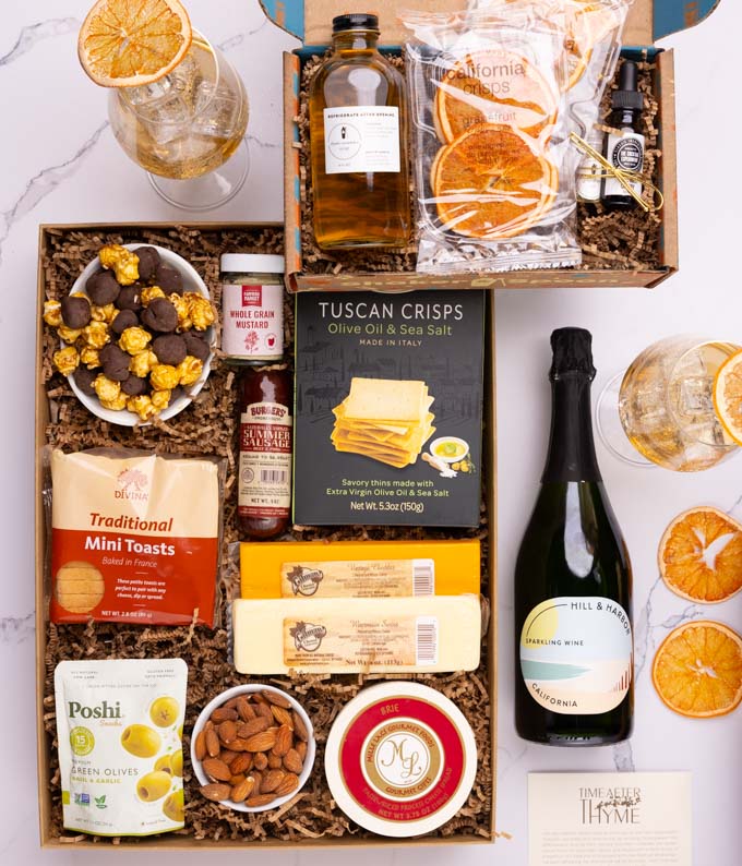 Deluxe Cheese & Charcuterie Box with Garden Party Spritz Cocktail Kit ...