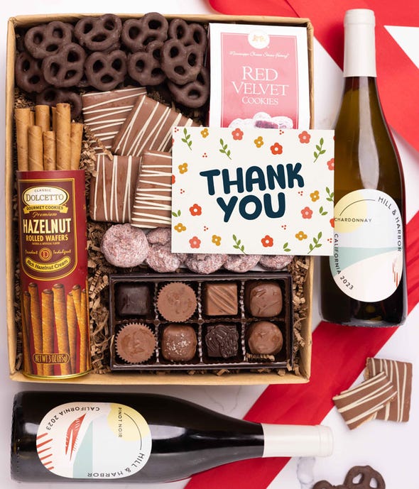 Thank You Sweet Treats Chocolate Gift Box with California Red & White ...