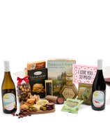 I Love You! Deluxe Cheese & Charcuterie Gift Box with Red & White Wine