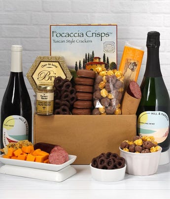 Sweet & Savory Gourmet Gift Box with California Red & Sparkling Wine at ...