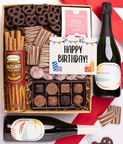 Happy Birthday! Sweet Treats Chocolate Gift Box with California Red ...