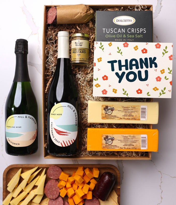Thank You Cheese & Meat Box with California Red & Sparkling Wine at ...