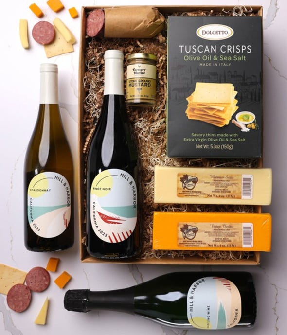 Cheese & Meat Box with California Red, White & Sparkling Wine at From ...