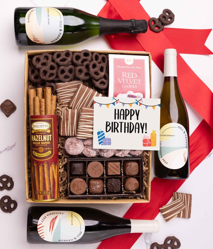 Happy Birthday! Sweet Treats Chocolate Gift Box with California Red ...