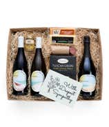 With Sympathy Cheese & Meat Gift Box with Red, White and Sparkling Wine