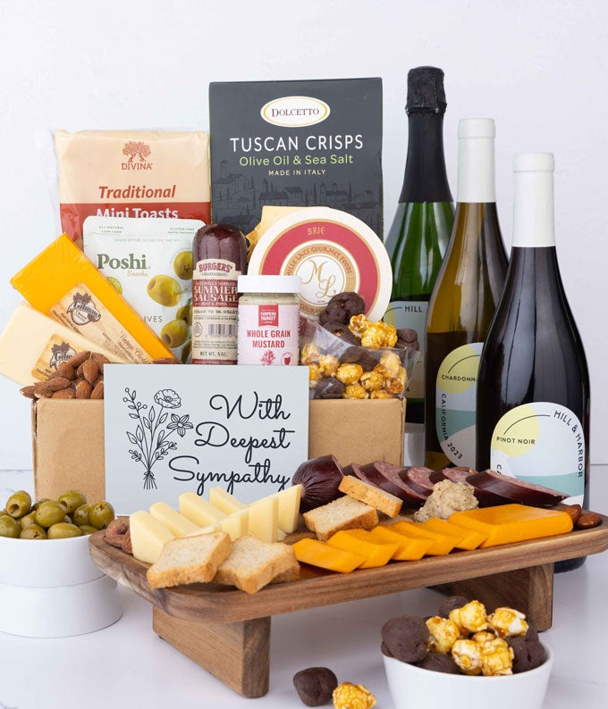 Deepest Sympathy Deluxe Charcuterie Gift Box with Red, White ...