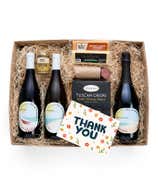 Thank You Cheese & Meat Gift Box with Red, White and Sparkling Wine