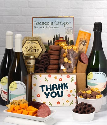 Thank You Gourmet Gift Box with Red, White & Sparkling Wine at From You ...