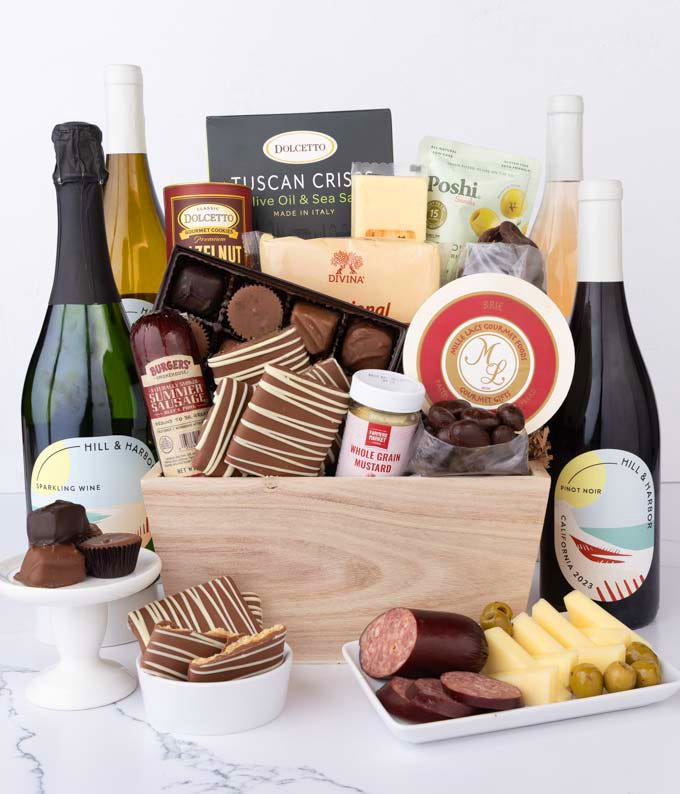 Gourmet Charcuterie, Sweets & Wine Gift Basket at From You Flowers