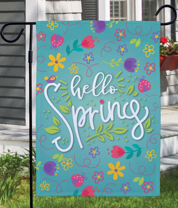 Hello Spring Floral Garden Flag