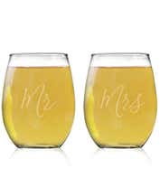 Mr. & Mrs. Stemless Wine Glass Set