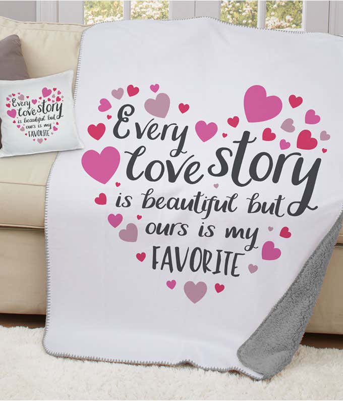 Every Love Story Sherpa Blanket & Pillow Set