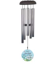 Alternative image 1 for A wind chime with a white picket fence, watering can and garden motif and the quote, Life is beautiful in the garden
