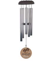 Alternative image 1 for A wind chime with a wood grain design sail with paw prints and the quote 