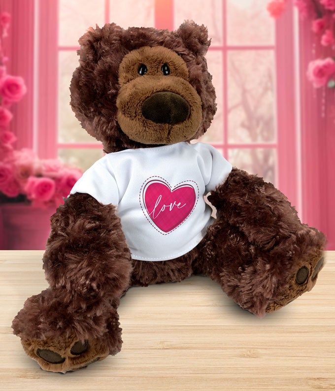 Loving Heart Brown Bear Plush at From You Flowers