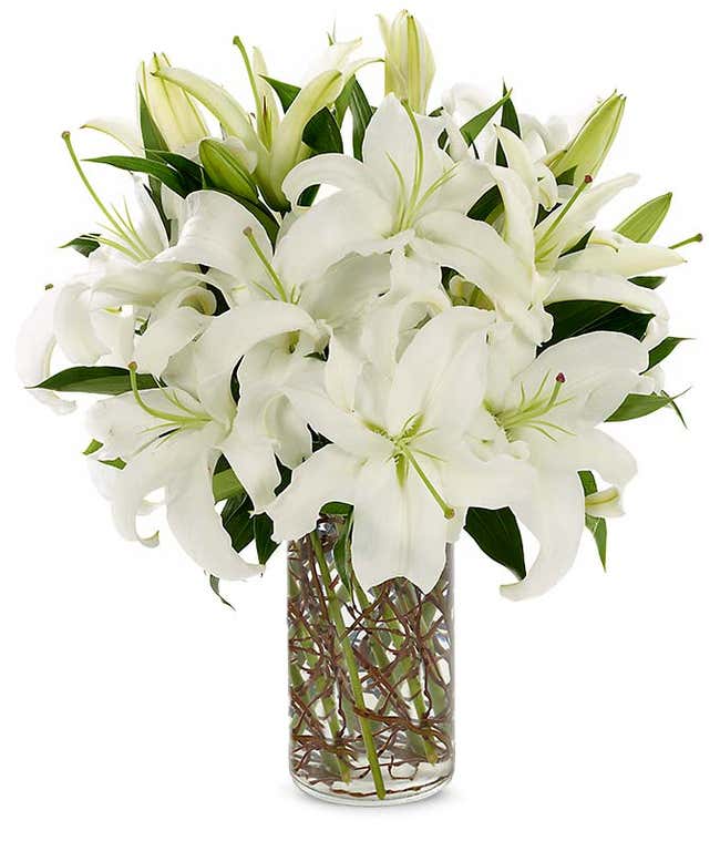 all white lily bouquet