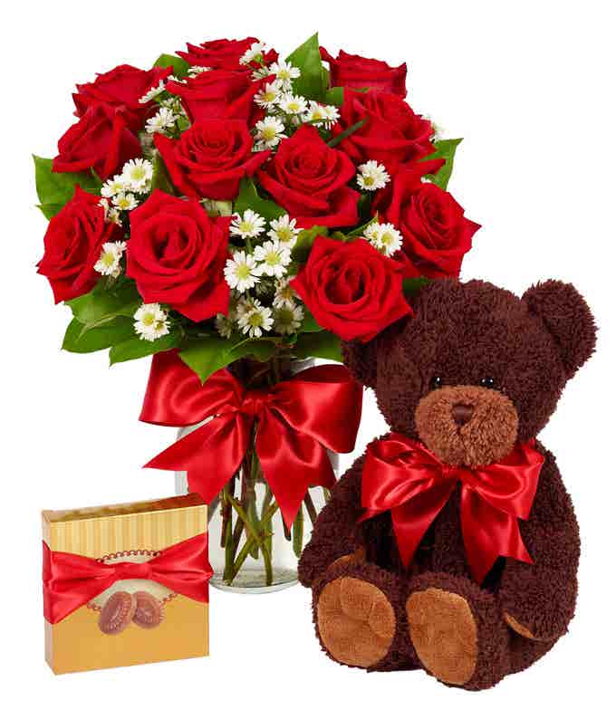 One Dozen Red Roses + Heart Eye Emoji Balloon at From You Flowers