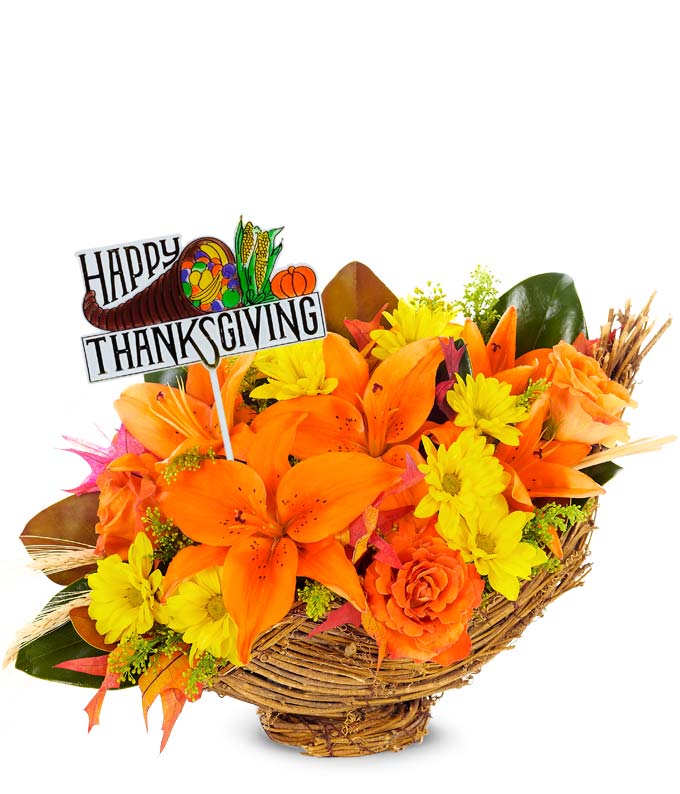 Happy Thanksgiving Harvest Cornucopia