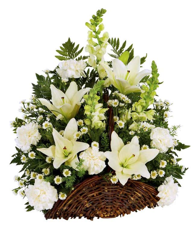 White flower fireside basket 