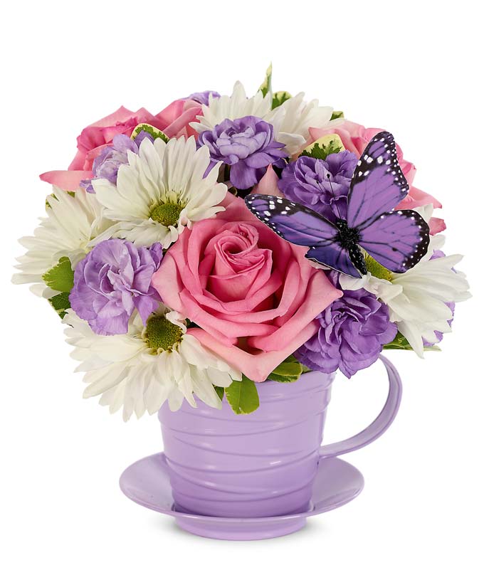 Fresh as Lavender Tea Cup Bouquet