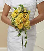 Bridal bouquet of yellow roses and carnations