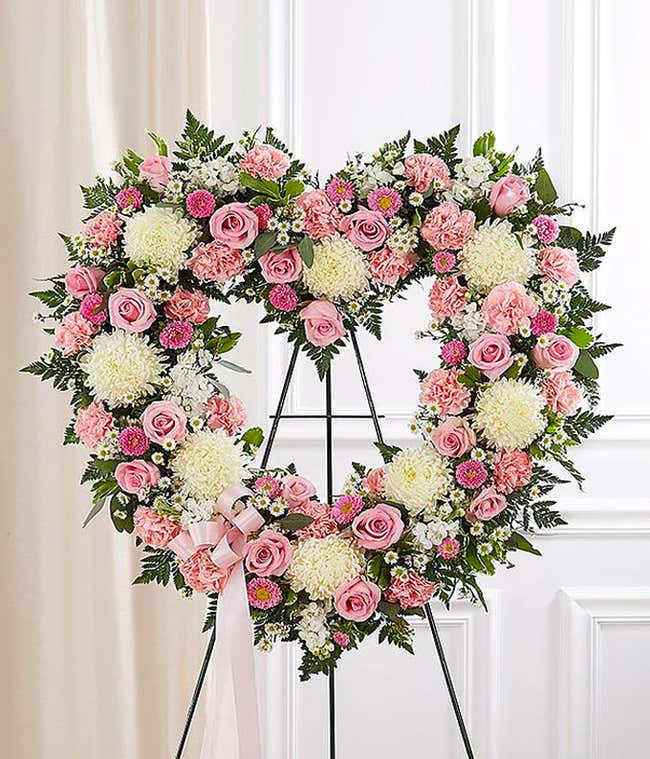 Pink &amp; White Standing Open Heart
