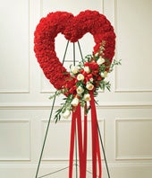 Red & White Floral Standing Heart