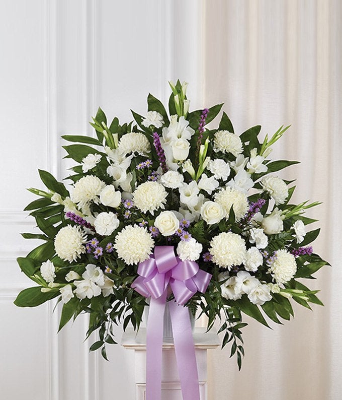 Lavender & White Sympathy Standing Basket